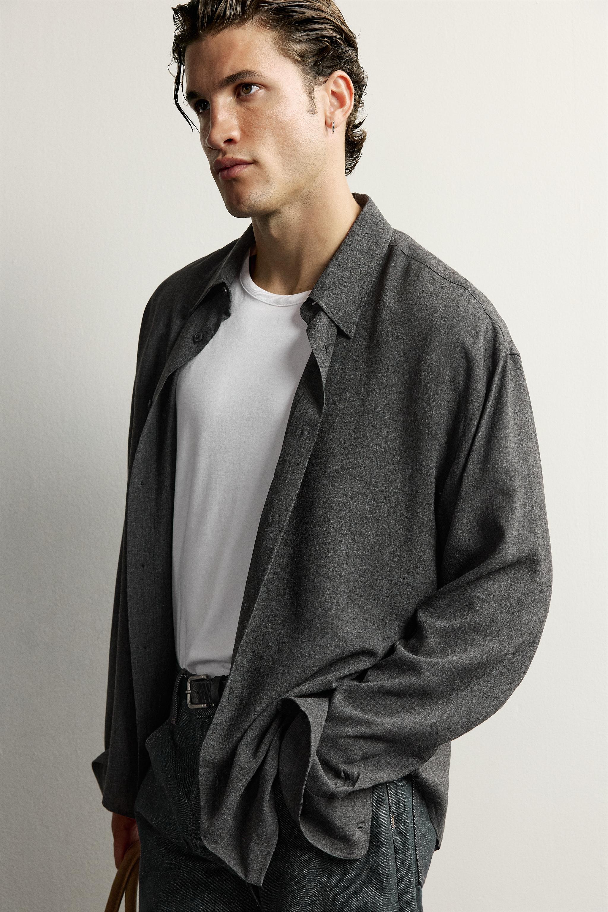 Zara REGULAR FIT VİSKOZ GÖMLEK görsel 5