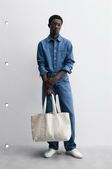 РУБАШКА ИЗ ШАМБРИ В СТИЛЕ REGULAR FIT — ВЫЦВЕТШИЙ СИНИЙ от Zara