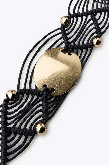 METAL PIECE CORD BELT - Black by Zara - Image 3