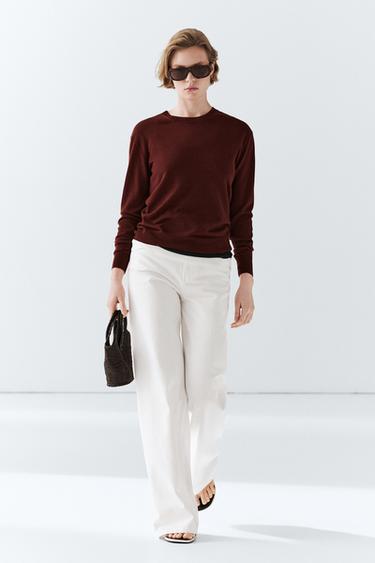 Zara 100% wool fine knit crew neck sweater - various - Image 0
