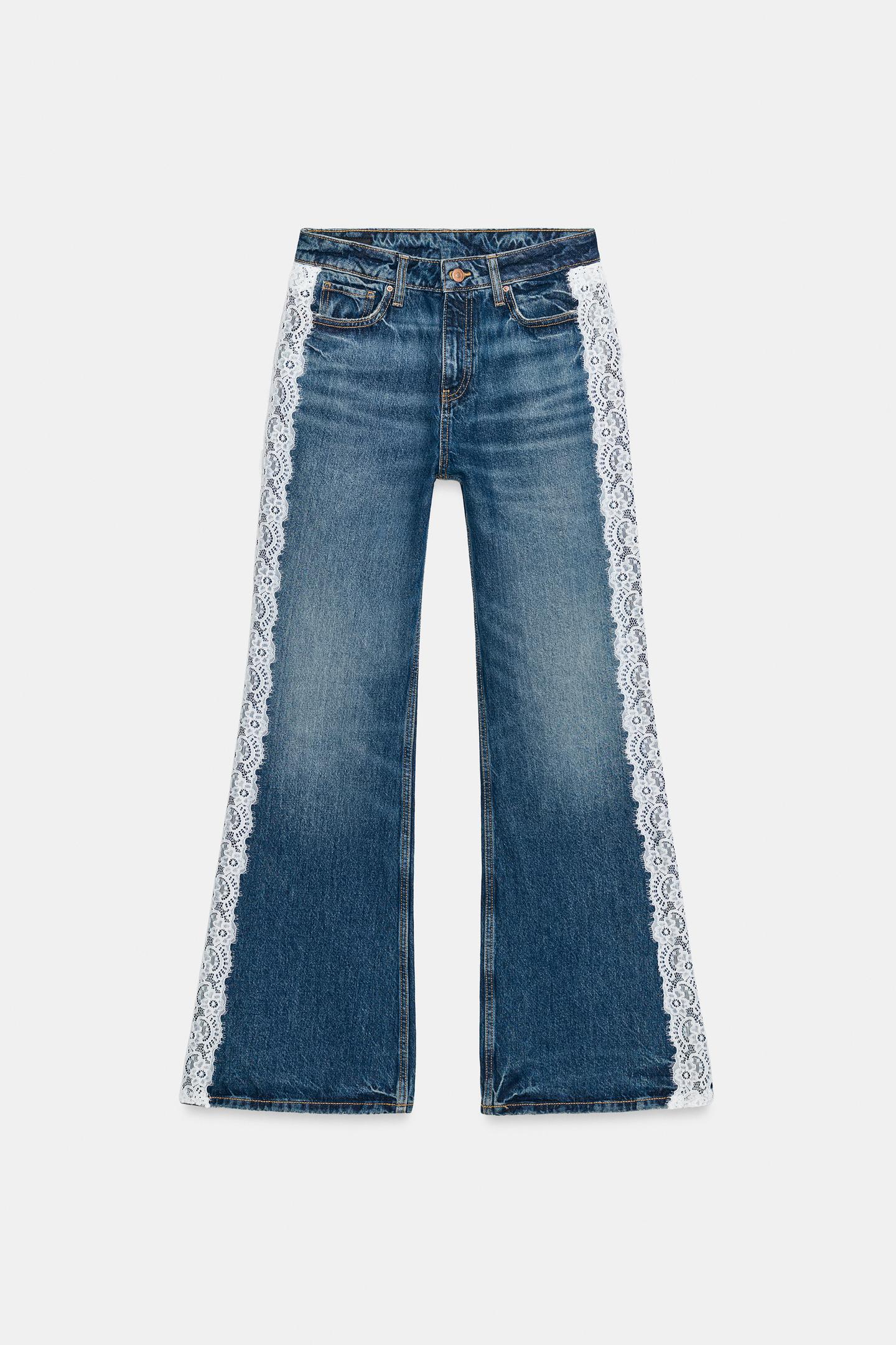 Женские джинсы Zara Z1975 High-Rise Side-Lace Bootcut, цвет: Синий — фото 6