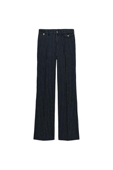 JEAN ZW COLLECTION FLARE TAILLE HAUTE À RAYURES - Bleu de Zara