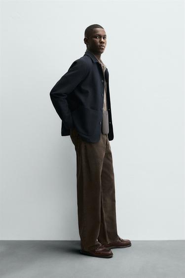TEXTURED REGULAR FIT OVERSHIRT - Navy blue by Zara - Image 3