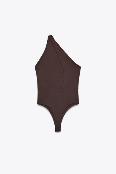 ASYMMETRIC POLYAMIDE BODYSUIT - Dark brown by Zara - Image 6