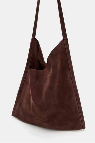 FLAT LEATHER BAG WITH TIE CLOSURE - Brown by Zara - Image 4