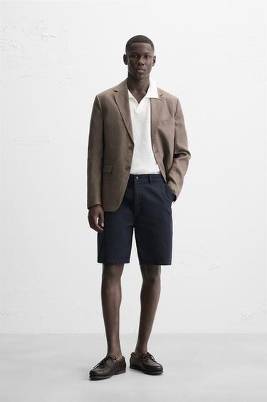 Zara WASHED CANVAS SHORTS - Navy blue - Image 0