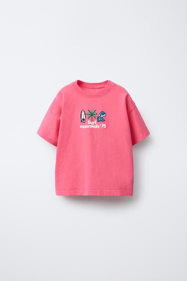 SURFING PRINT T-SHIRT - Fuchsia by Zara - Image 0