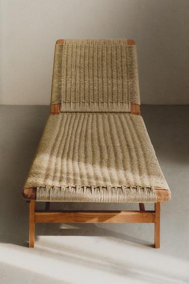 TEAK OUTDOOR LOUNGER - Light beige by Zara