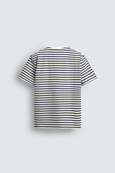 T-SHIRT BASIQUE MEDIUM WEIGHT /02 - Blanc / Bleu marine de Zara - Image 7