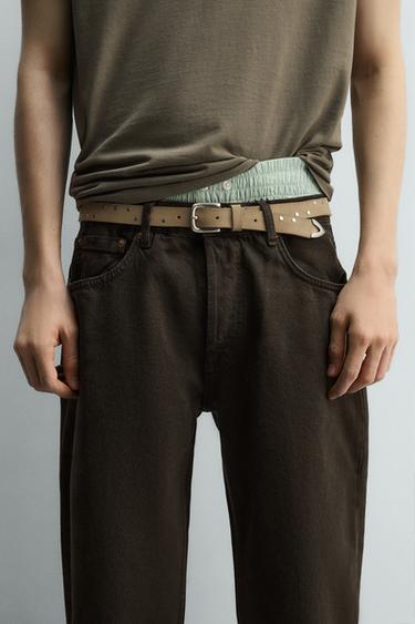 Zara KOŽNI REMEN SA ZAKOVICAMA LIMITED EDITION – bež – Slika 0