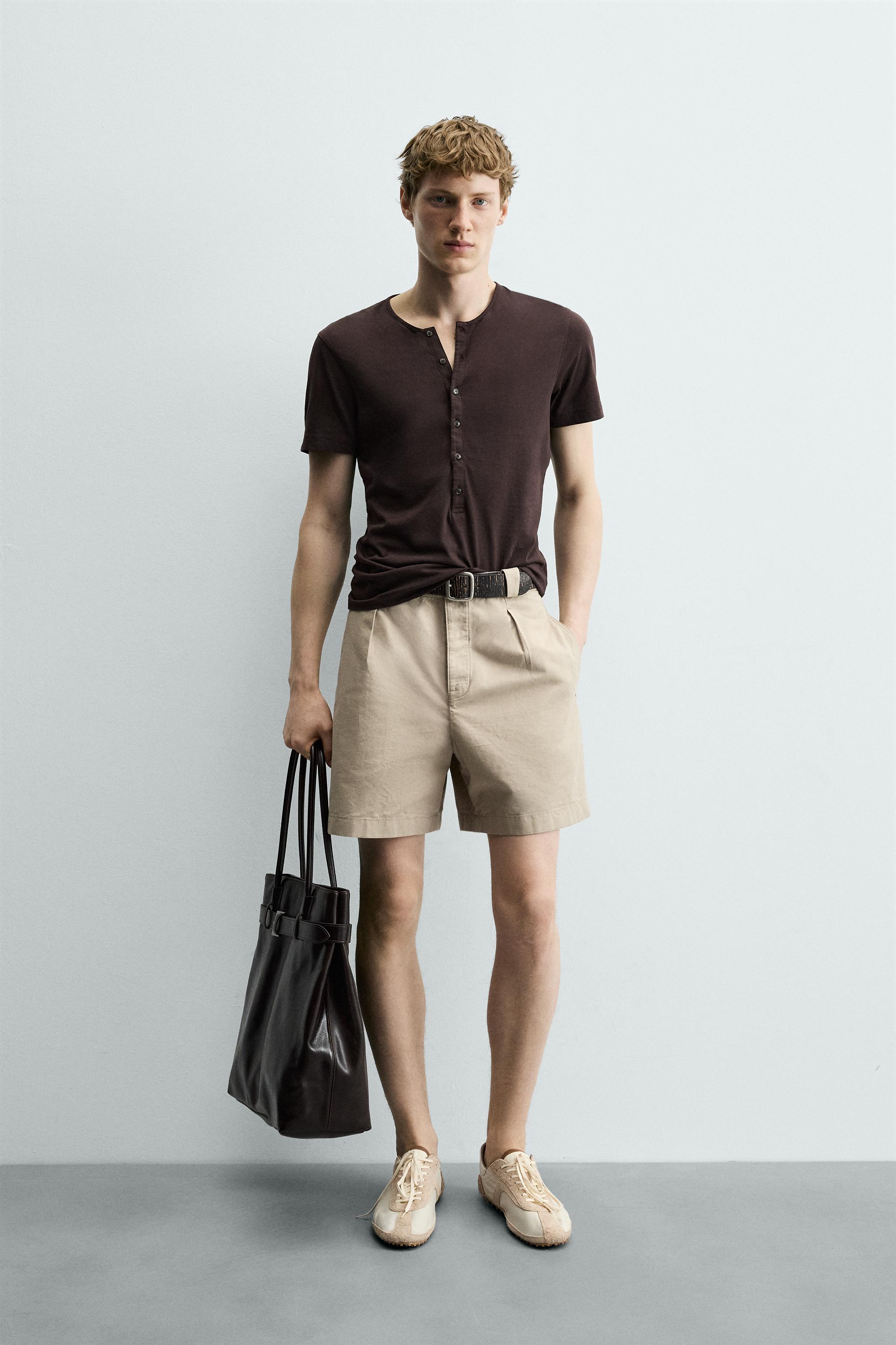 LYOCELL - COTTON PLEATED SHORTS