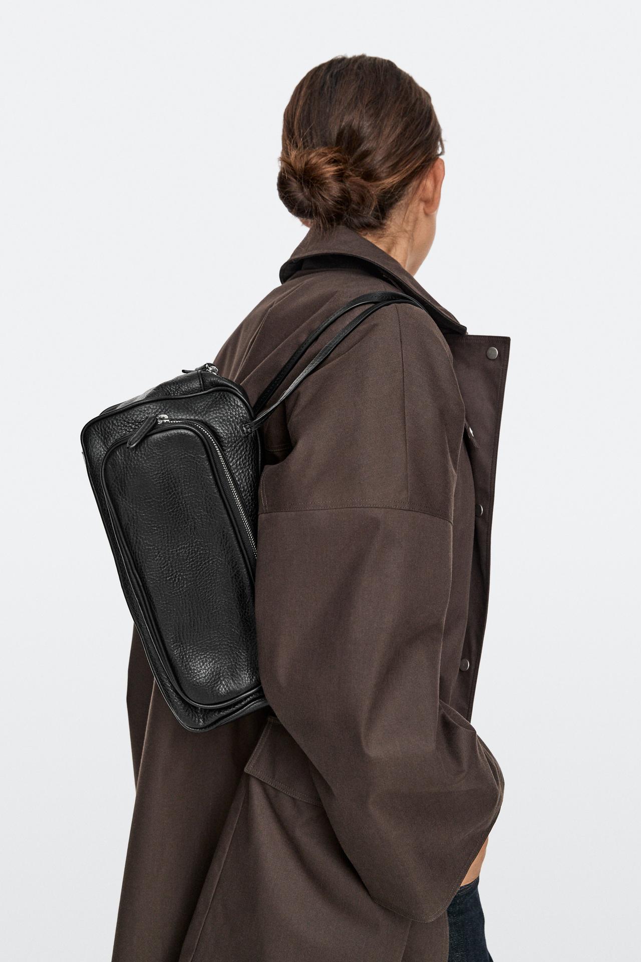 Medium Nappa leather bowling bag — Black