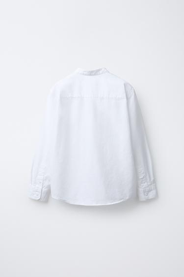 TEXTURED SHIRT WITH STAND COLLAR - White by Zara - Image 1
