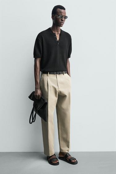 Zara LEATHER STRAP SANDALS - Black - Image 0