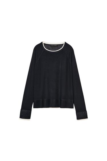 سترة محاكة مزدوجة - بحري الخاص بـ Zara