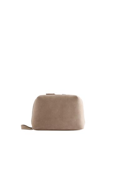 MEDIUM SPLIT LEATHER WASH BAG - Ecru White by Zara