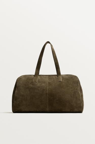 BOLSA DE VIAJE PIEL M - Verde Caqui de Zara