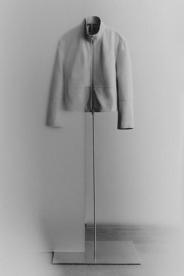 LEATHER ZIP-UP JACKET - Ecru by Zara