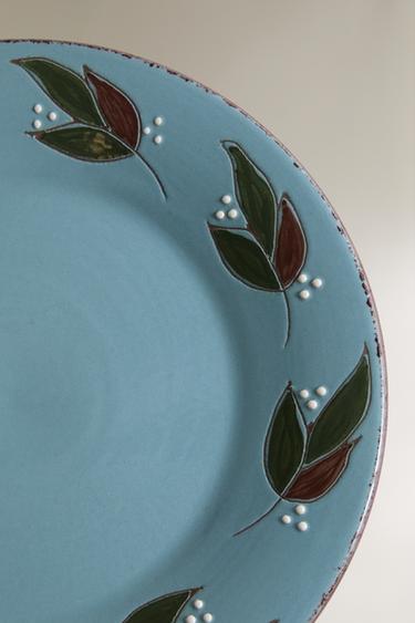 ASSIETTE PLATE FAÏENCE FEUILLES - Gris bleu de Zara - Image 2