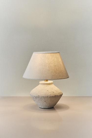 SMALL TABLE LAMP WITH EARTHENWARE BASE - Ecru by Zara