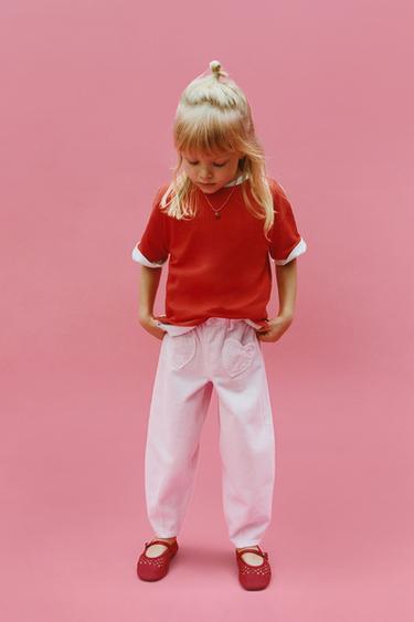 TWILL BAGGY TROUSERS WITH HEART POCKETS - Pink by Zara