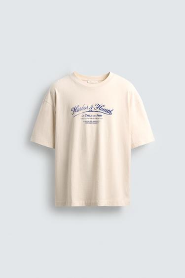 T-SHIRT IMPRIMÉ DÉLAVÉ - Blanc cassé de Zara - Image 6