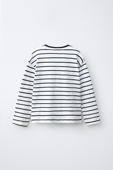 T-SHIRT SOFT À RAYURES - Blanc de Zara - Image 1