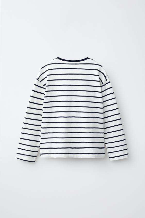 T-SHIRT SOFT À RAYURES - Blanc de Zara - Image 1