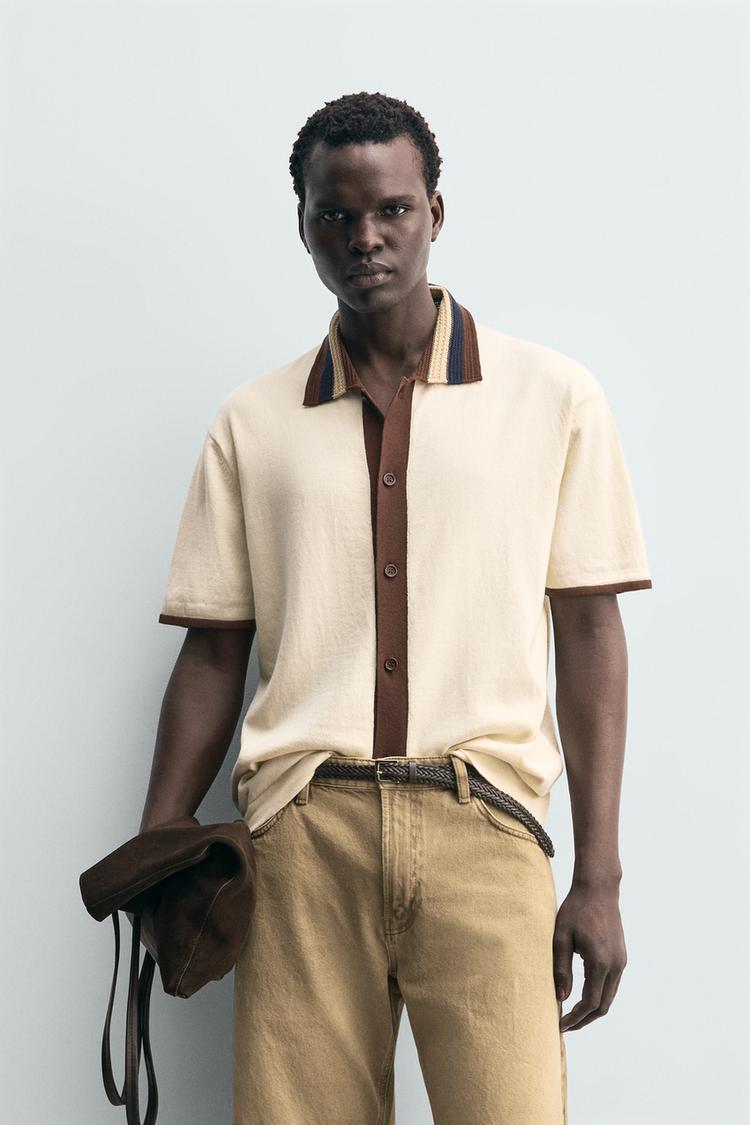 ZARA CONTRAST KNIT SHIRT