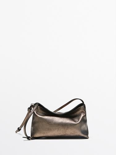 Zara Nappa leather crossbody pouch bag - Silver