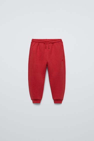 PANTALÓN JOGGER FELPA BORDADO - Rojizo de Zara