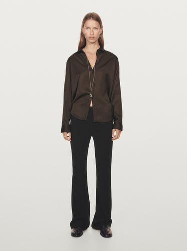 Zara Flowing satin shirt - Brown