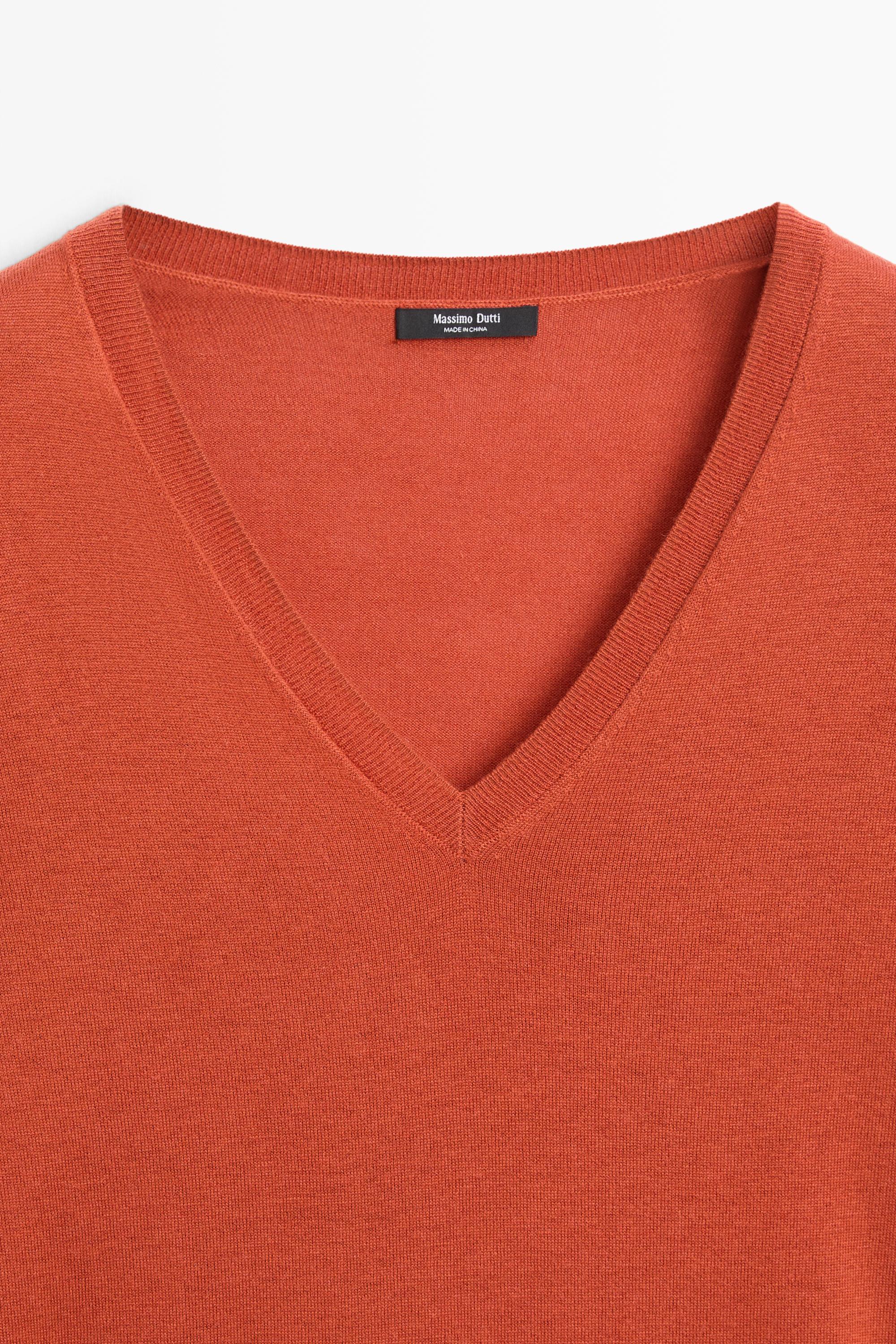 V-neck knit sweater