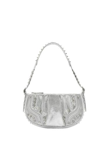 STUDDED RHINESTONE SHOULDER BAG