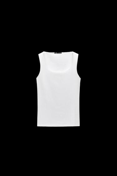 POLYAMIDE TOP WITH WIDE STRAPS - Ecru by Zara