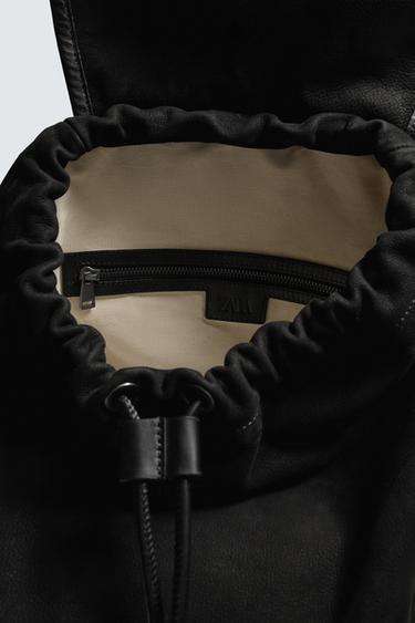 SAC À DOS EN CUIR - Noir de Zara - Image 5