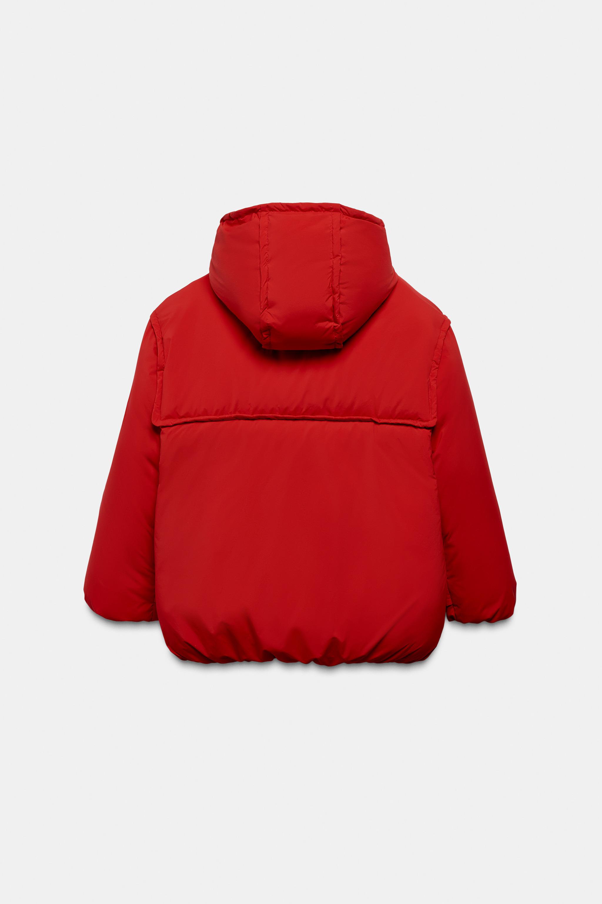 HOODIE FEATHER DOWN PUFFER COAT FIREMAN CLASP - Red | ZARA United