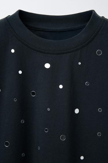 T-SHIRT WITH APPLIQUÉS - Anthracite grey by Zara - Image 2