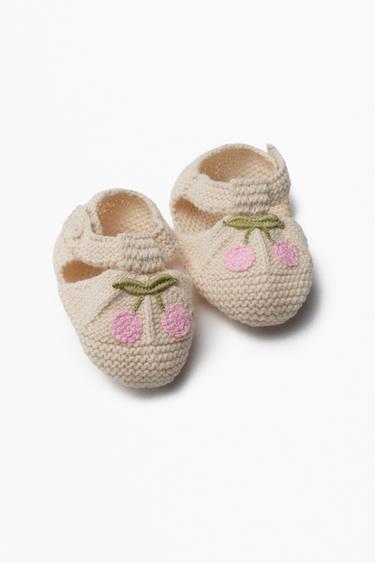 Zara CHERRY COTTON BOOTIES - Off White