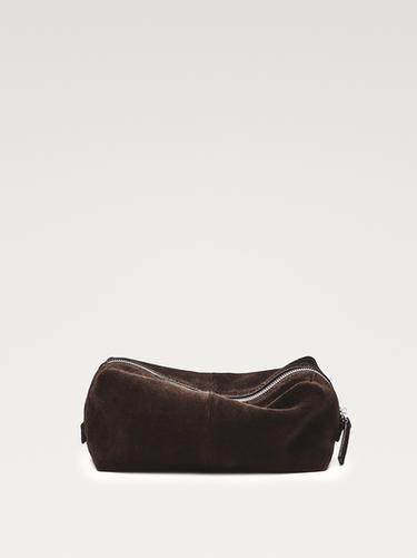 Neceser cremallera piel ante - Marrón de Zara