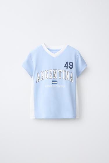 T-SHIRT IMPRIMÉ ARGENTINA - Bleu de Zara