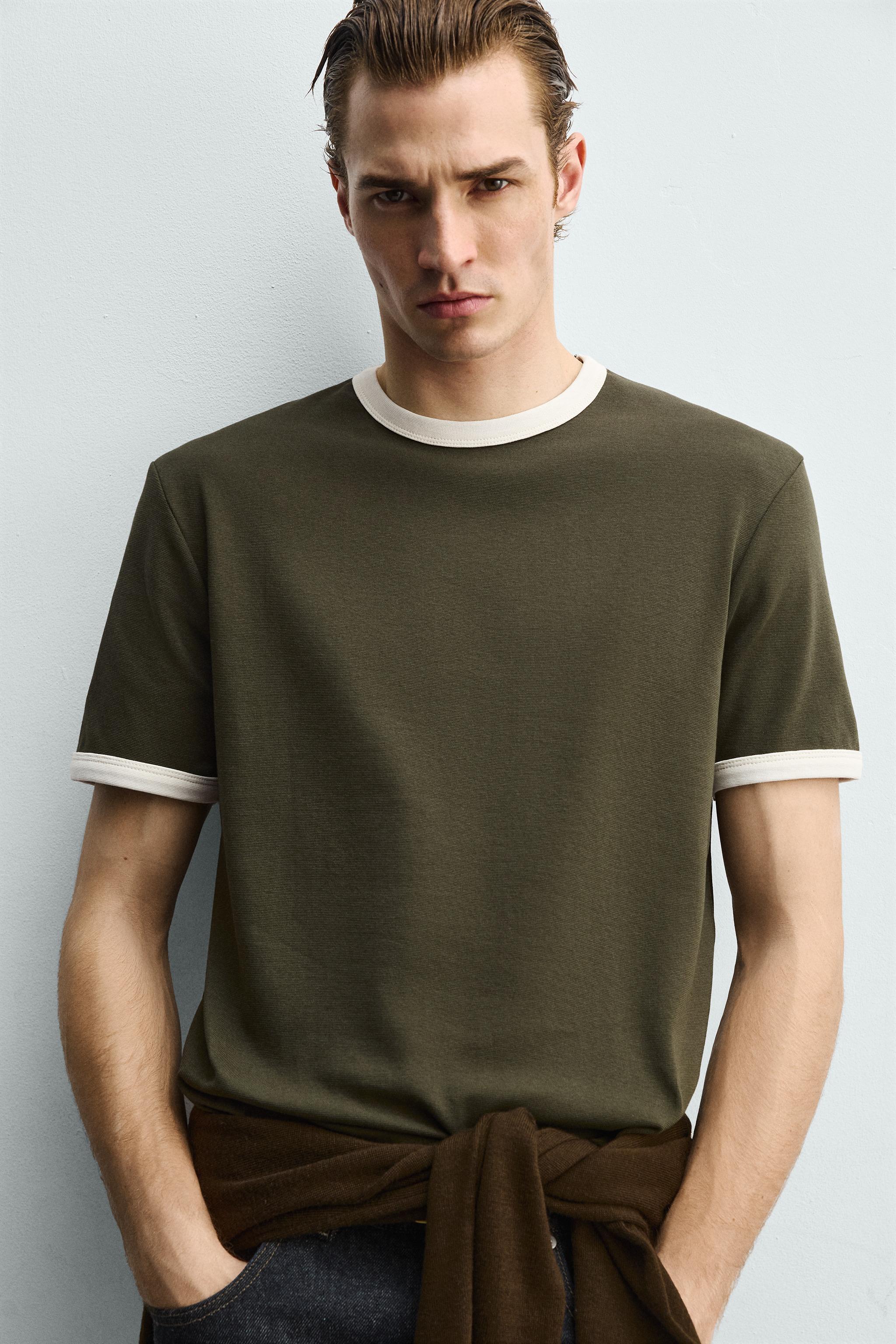 BASIC CONTRAST RIB T-SHIRT