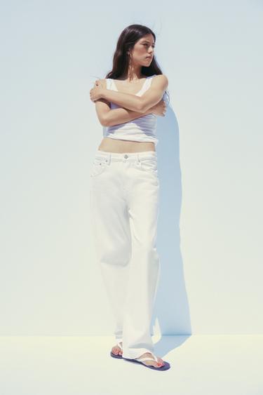 TRF SLOUCHY BELT LOOP MID-WAIST JEANS - White by Zara