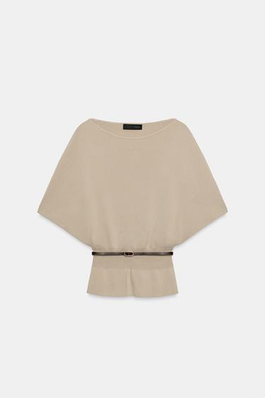 TOP EN MAILLE CEINTURÉ - Sable de Zara - Image 5