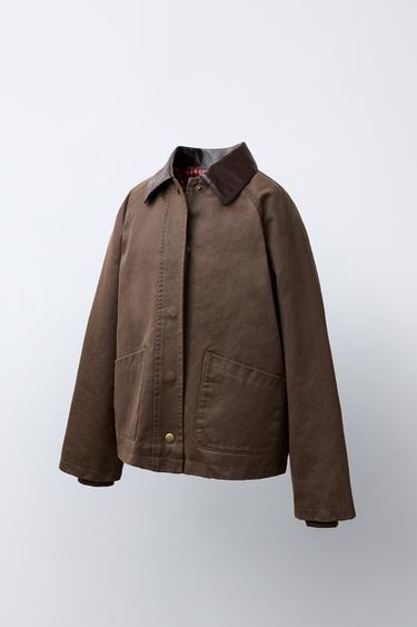 BLOUSON CIRE À COL BIMATIÈRE - Marron de Zara - Image 1