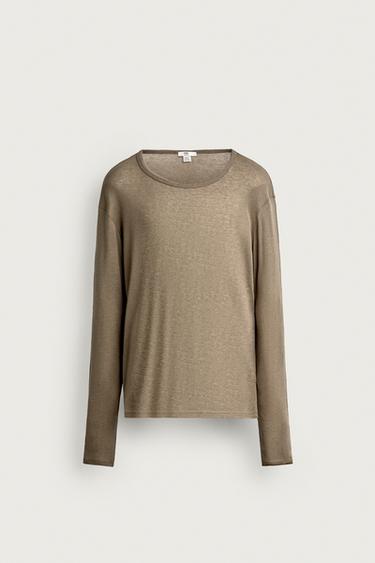 LYOCELL AND WOOL RELAXED FIT T-SHIRT - Mink by Zara