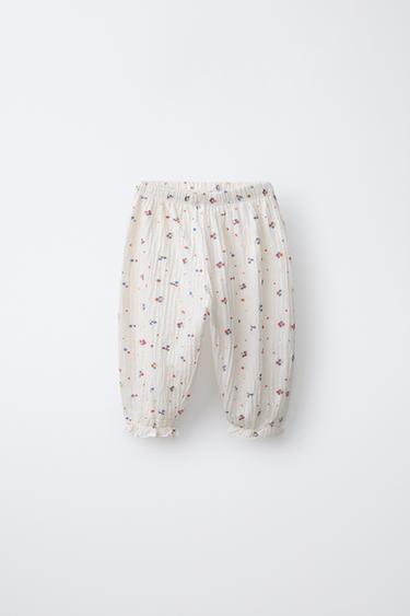 PANTALÓN JOGGER TEXTURA FLORES - Blanco de Zara - Imagen 0