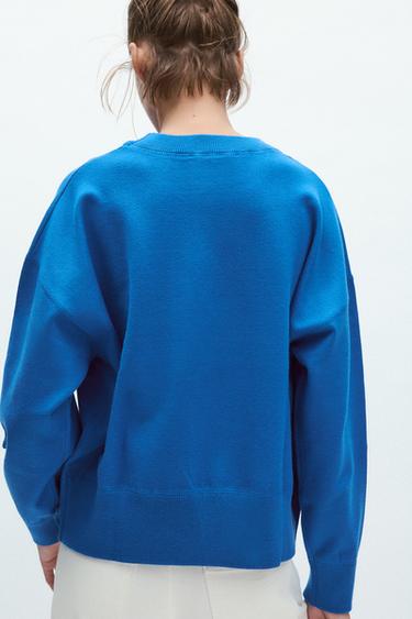 PLAIN KNIT SWEATSHIRT - Bluish by Zara - Image 3