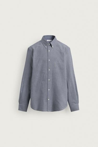 COTTON CHECKS SHIRT - Blue/White by Zara