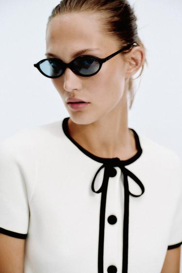 CARDIGAN WITH CONTRAST TRIMS - White by Zara - Image 1